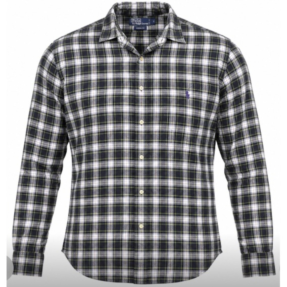 VTG Polo Ralph Lauren Elliott Shirt Mens M Blue White Plaid Button Down Cotton